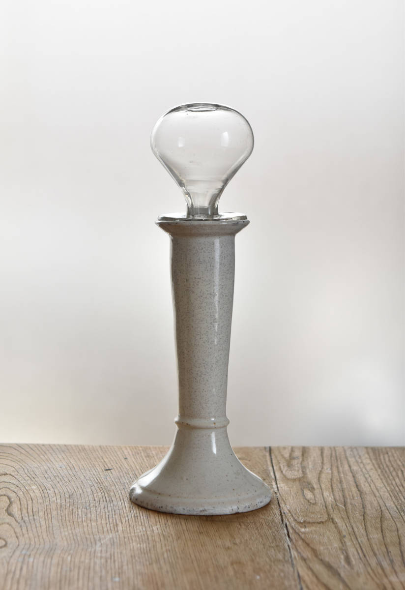 世紀 ファイアンス+ガラスのオイルランプ / 古道具 フランス