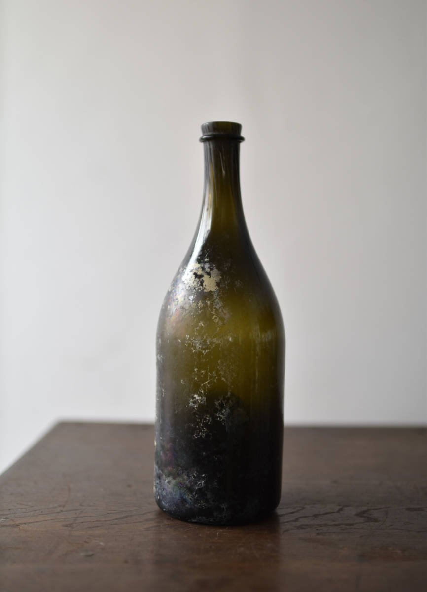 18-19世紀前半 ドイツ 古い銀化したガラスワインボトル / 古道具