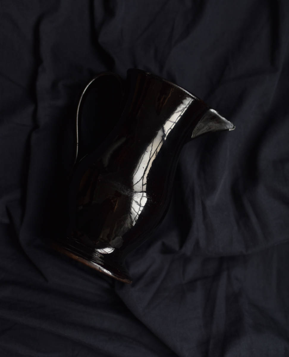 稀少 古いナミュール焼きの黒釉ピッチャージャグ / 18世紀・ベルギー / 古道具 アンティーク 古陶_画像10
