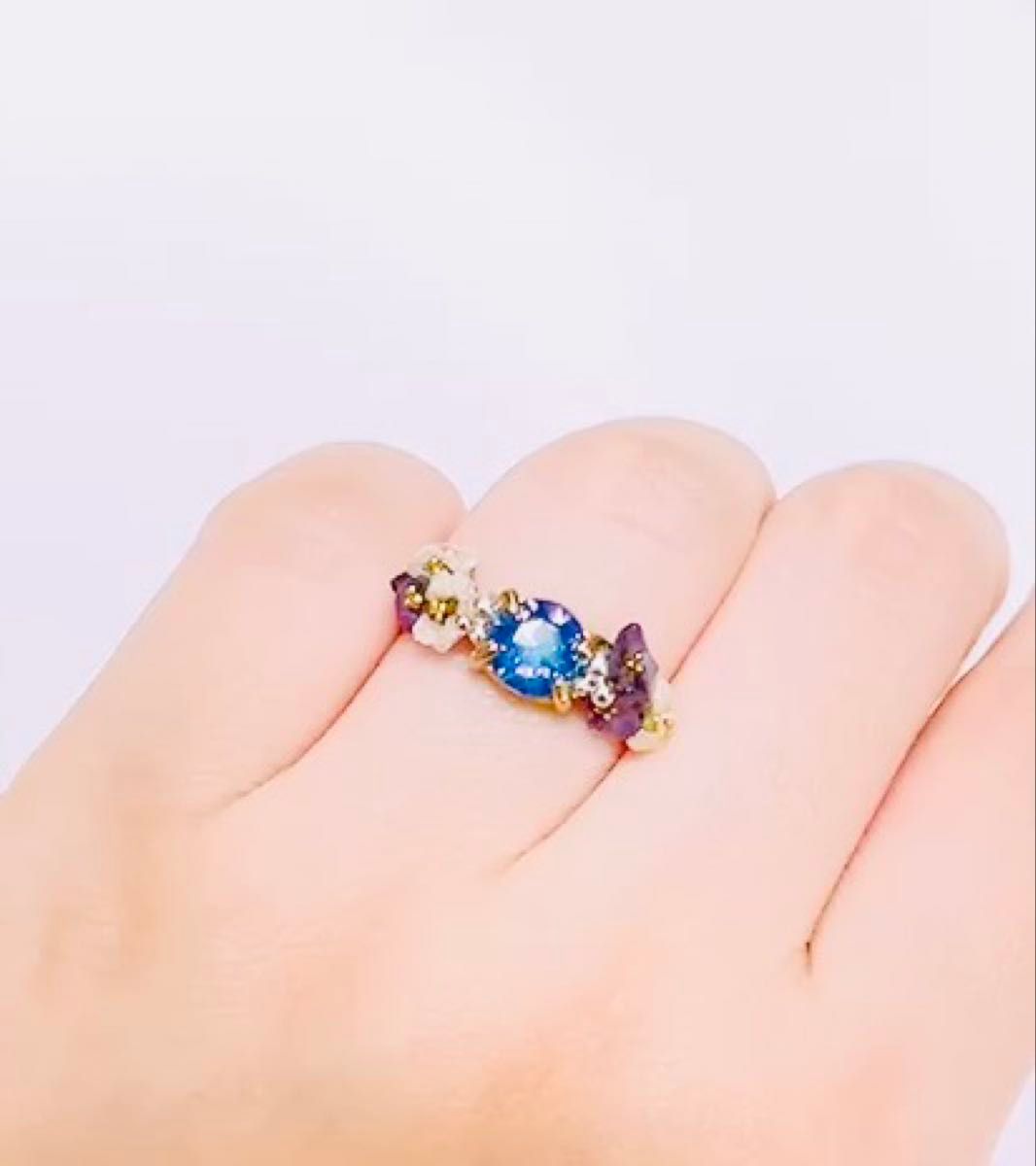 即買い翌日発送◎ クリスタルビジュー 星粒 小花 フリーサイズ 11号 サイズ変更値下げ質問不可