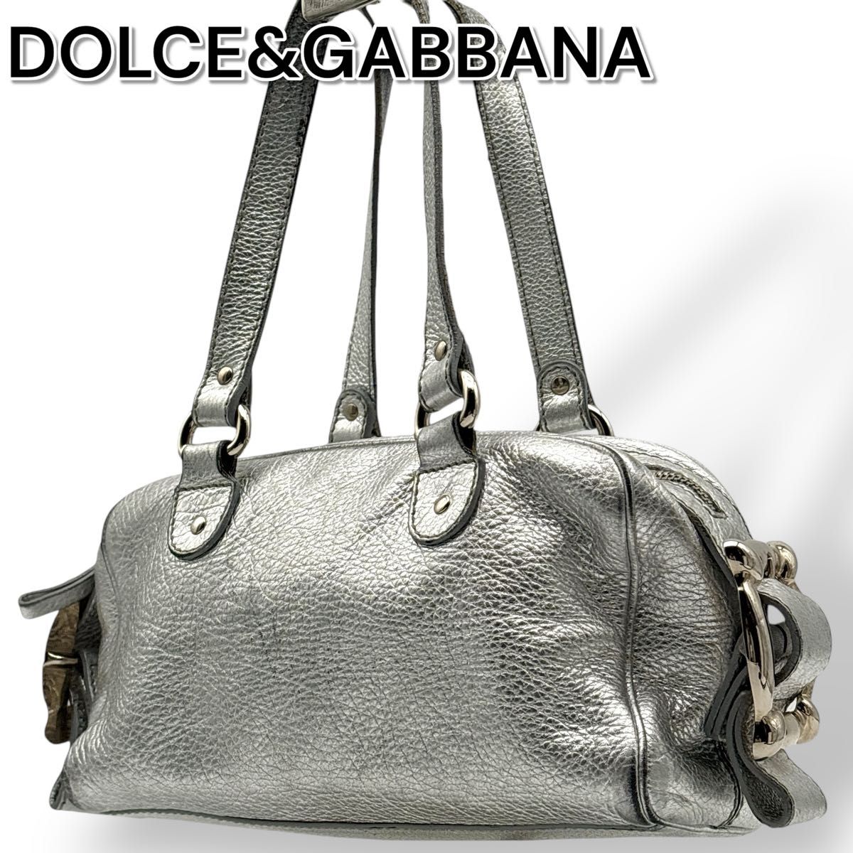 DOLCE&GABBANA ドルガバ 横長バッグ レザー シルバー 肩掛け Y2K DOLCE&GABBANA ドルガバ 横長バッグ レザー シルバー 肩掛け Y2K