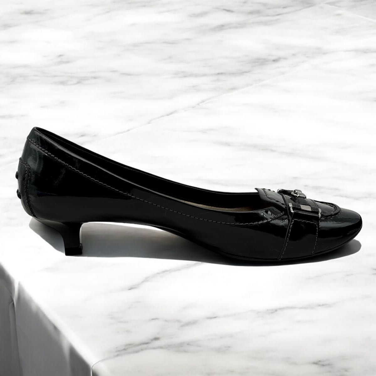美品】TOD'S トッズ パンプス ヒール 黒 エナメル 36 1/2 靴 美品】TOD'S トッズ パンプス ヒール 黒 エナメル 36 1/2 靴