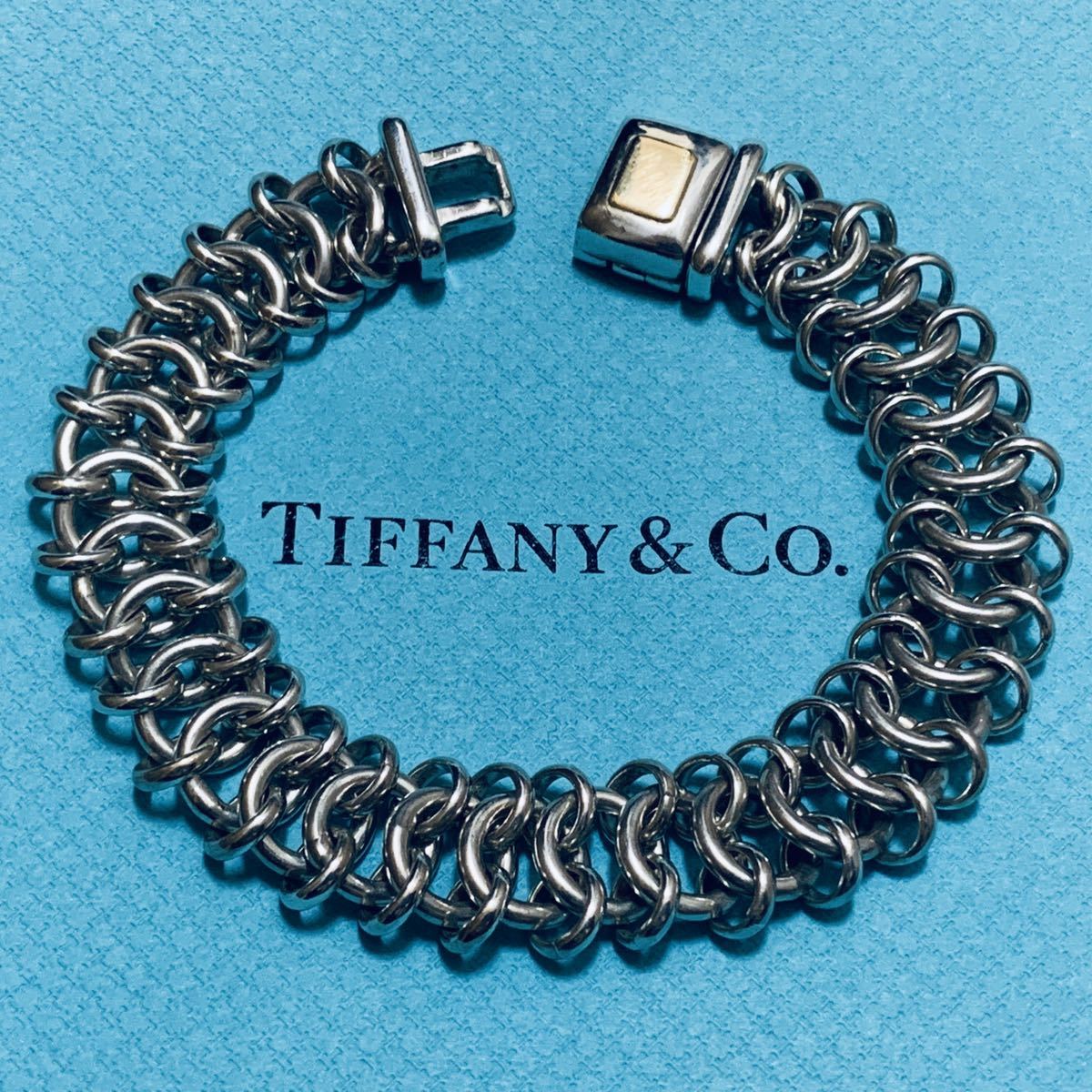 VINTAGE TIFFANY ヴィンテージ ティファニー 多重チェーン コンビ ブレスレット シルバー 1980年代 18金 18K ゴールド コンビ