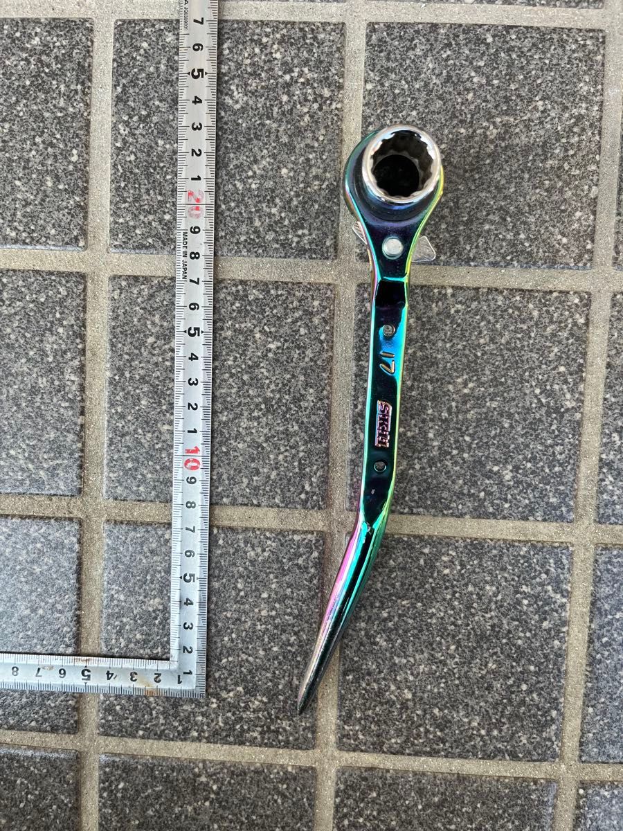 SK11 SPIDER 両口ラチェットレンチ スリム 曲がりシノ付き 虹色 SK11 SPIDER 両口ラチェットレンチ スリム 曲がりシノ付き 虹色