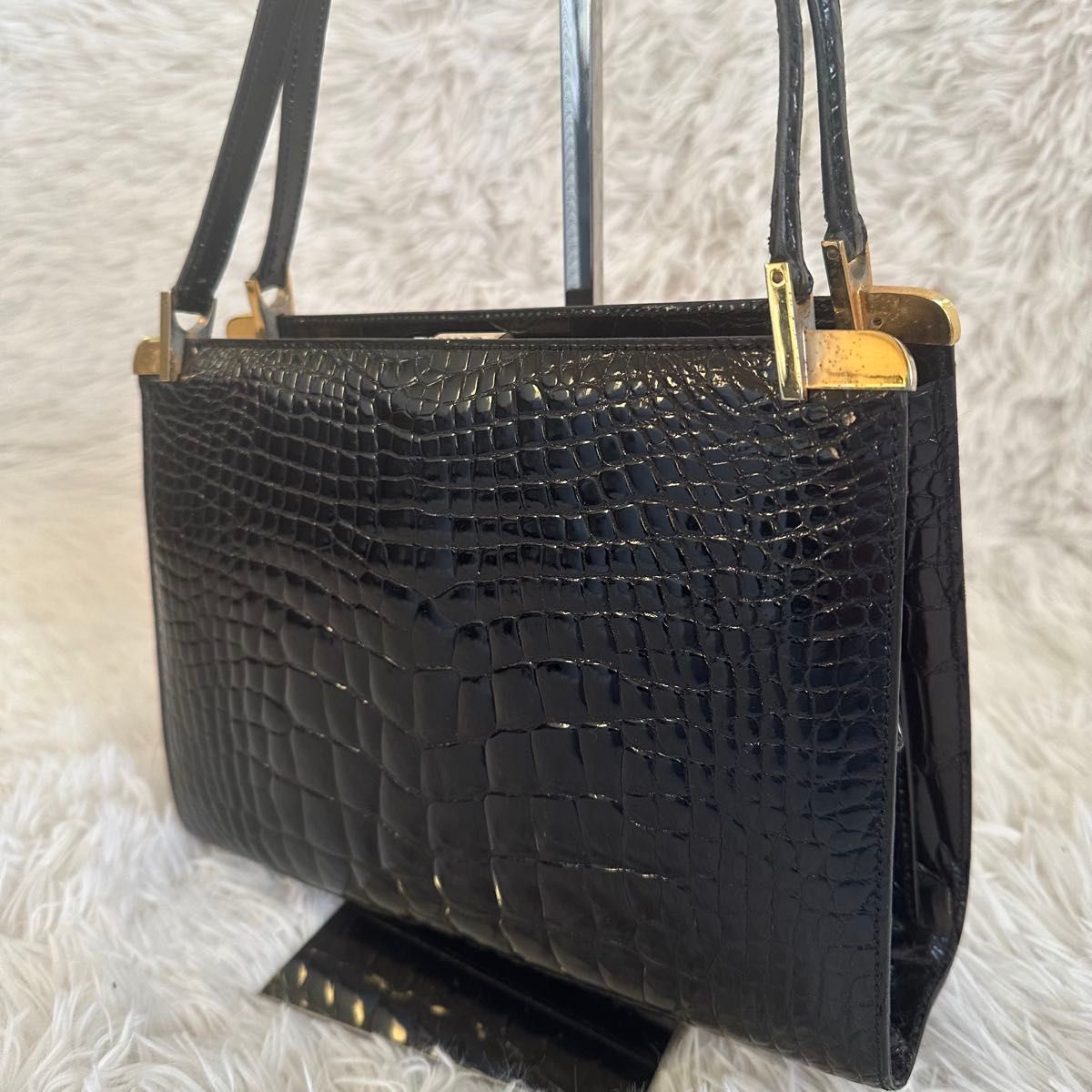 LANCEL ランセルハンドバッグ クロコ 型押しレザー 黒|Yahoo LANCEL ランセルハンドバッグ クロコ 型押しレザー 黒|Yahoo