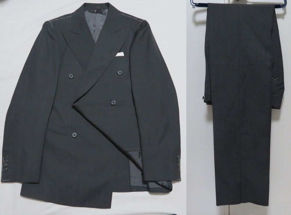 ■新品【シップス】上質スーツ ウール×モヘア ダブル グレー 46(S～M) #1 SHIPS_画像1