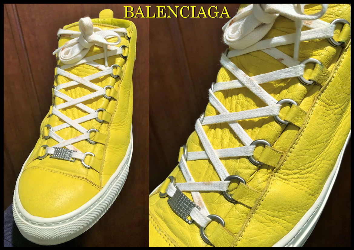 国内正規 BALENCIAGA バレンシアガ ハイトップスニーカー 黄 42 ハイカット メンズ_画像7