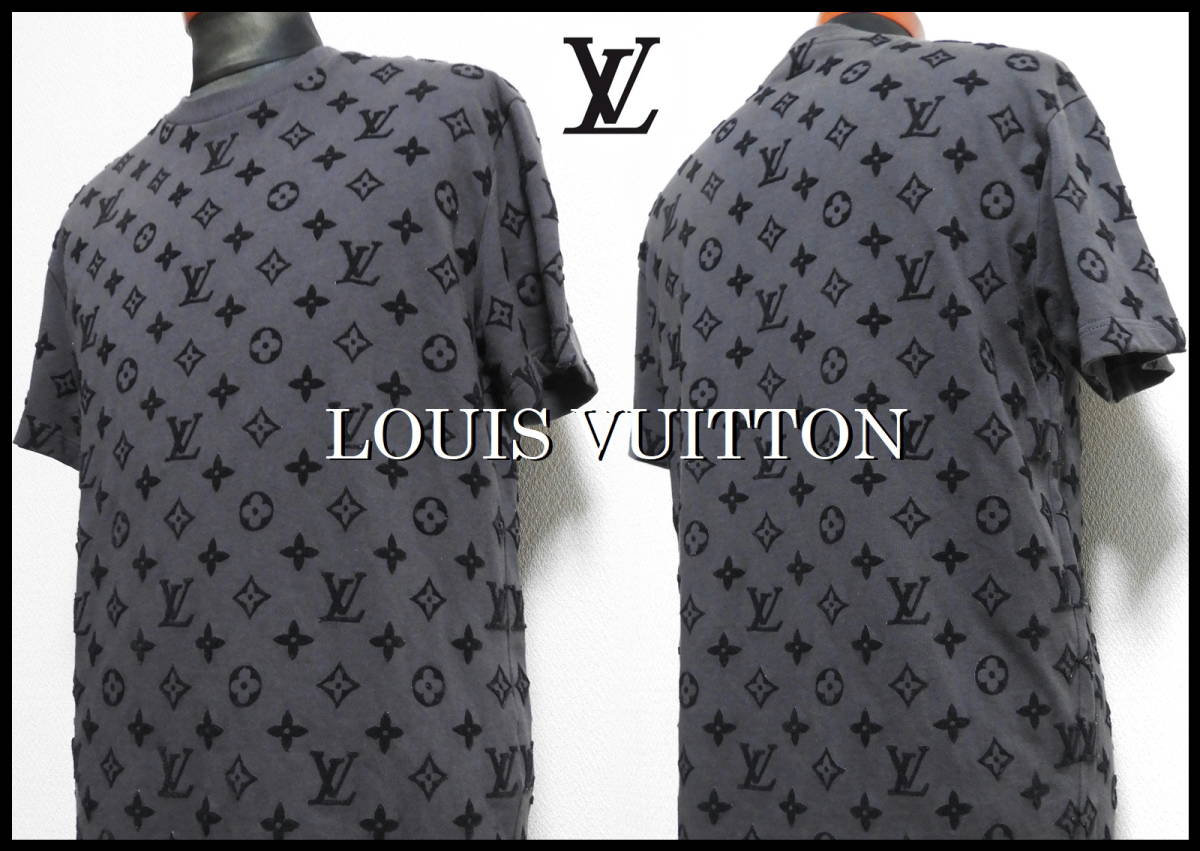 LOUIS VUITTON モノグラムＴシャツ 国内正規品 LV グリメタル メンズ S ベロア 激レア 即完売品 ポケットポーチ付き M ダミエ スウェット_画像10