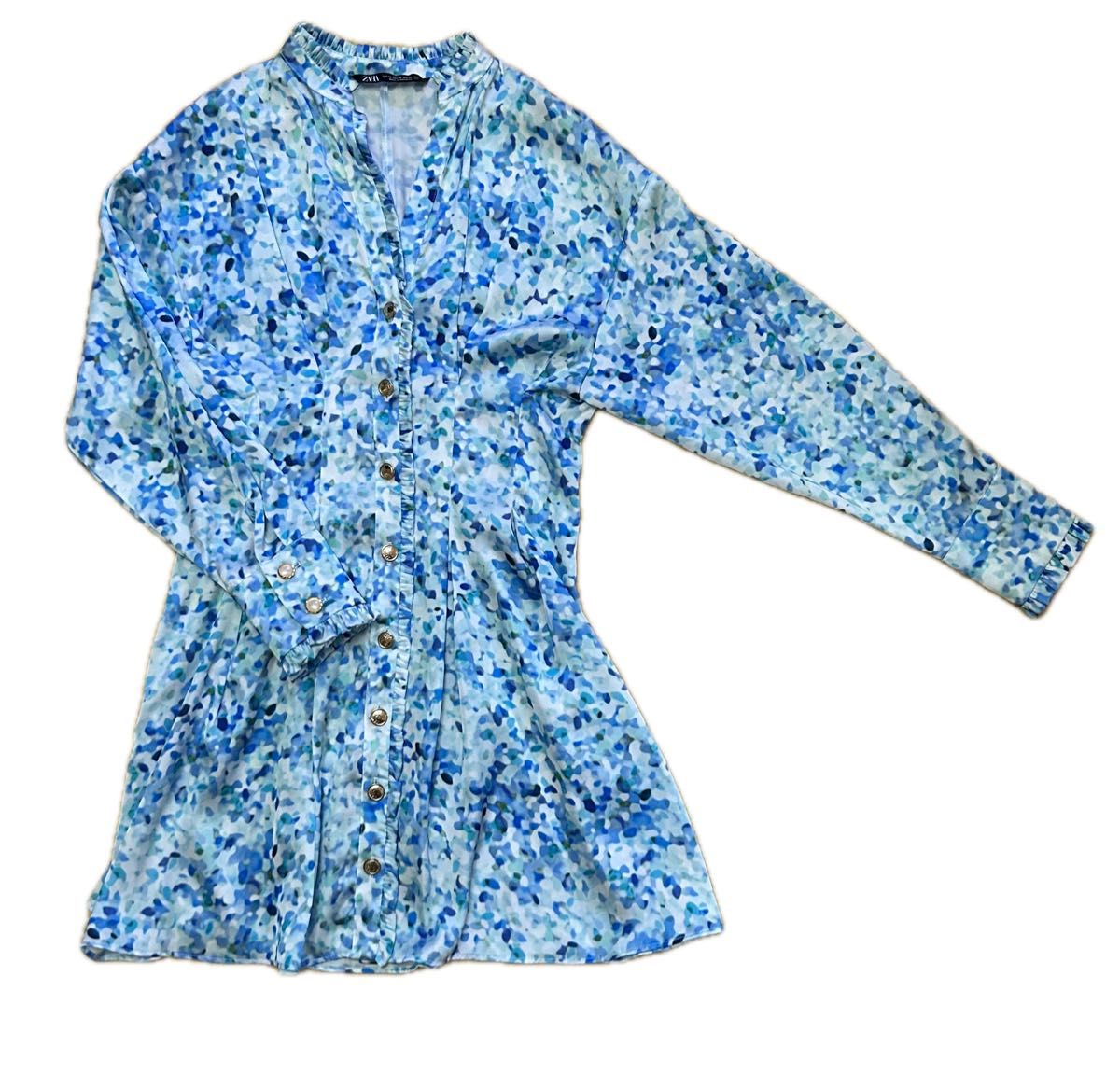 美品 ザラ ZARA チュニック ワンピース 総柄 ブルー系|Yahoo 美品 ザラ ZARA チュニック ワンピース 総柄 ブルー系|Yahoo