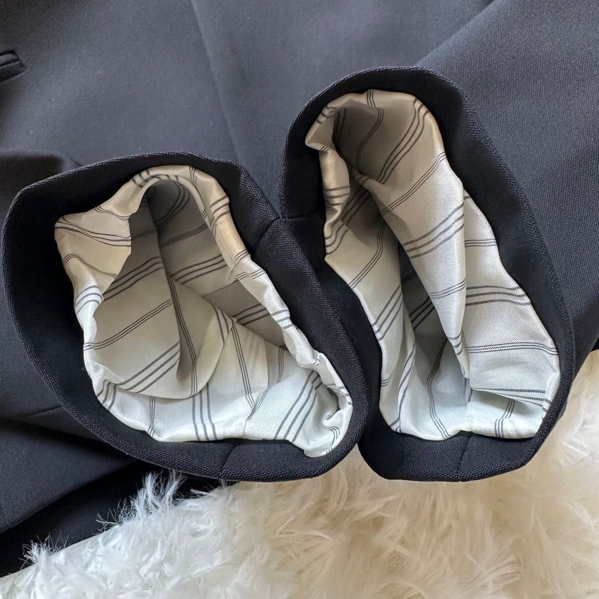 美品 ノーカラー セットアップ パンツ LANAIスーツ ブラック 0 美品 ノーカラー セットアップ パンツ LANAIスーツ ブラック 0