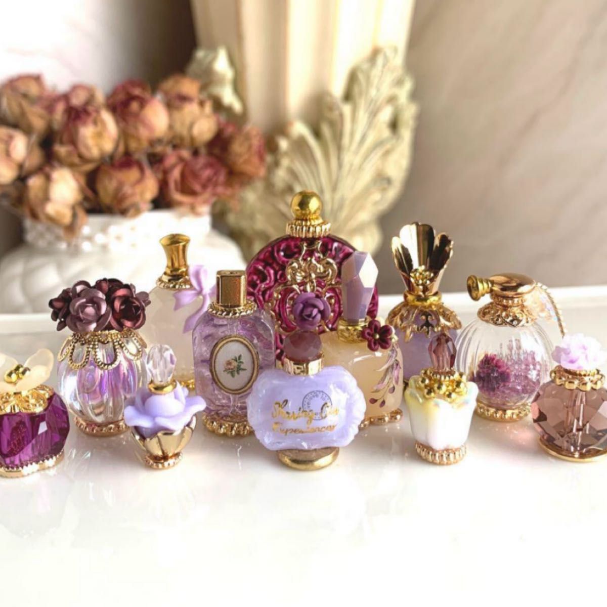 ミニチュア雑貨 ハンドメイド ジュエリーミニチュア香水瓶12個 ミニチュア雑貨 ハンドメイド ジュエリーミニチュア香水瓶12個