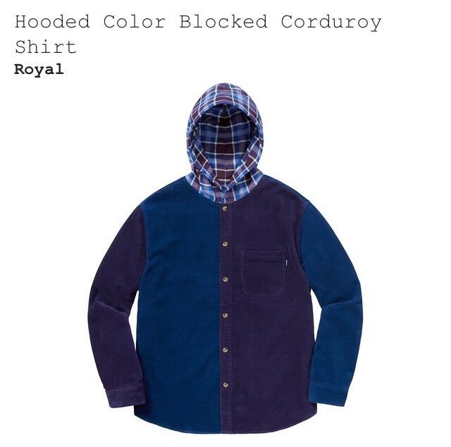【新品/Sサイズ/納品書付正規品】18aw Supreme Hooded Color Blocked Corduroy Shirt シュプリーム_画像1