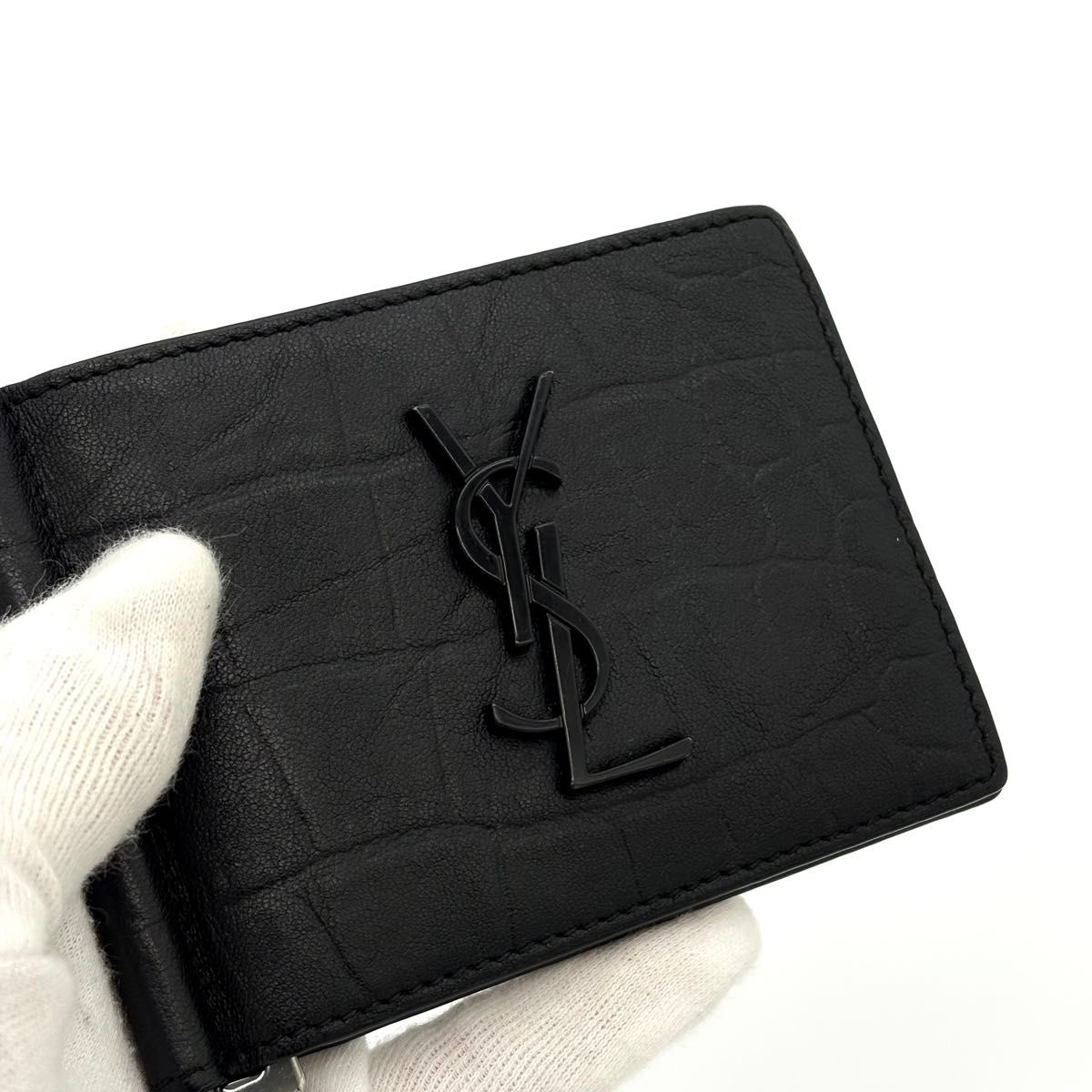 サンローラン YSL マネークリップ お札入れ レザー 黒 ブラック サンローラン YSL マネークリップ お札入れ レザー 黒 ブラック