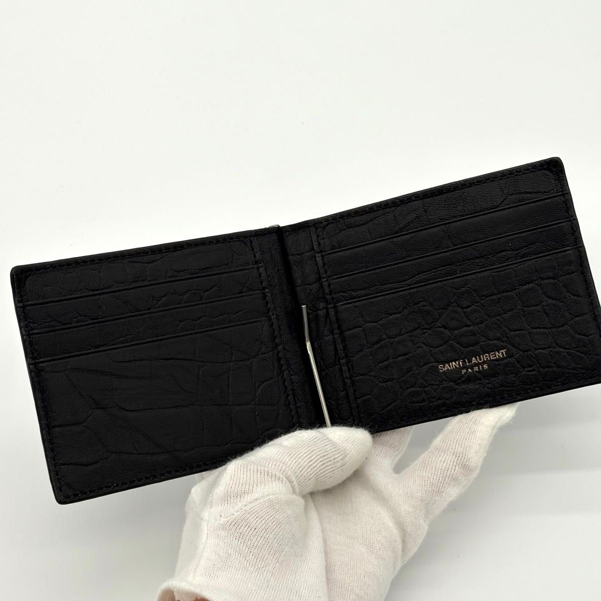 サンローラン YSL マネークリップ お札入れ レザー 黒 ブラック サンローラン YSL マネークリップ お札入れ レザー 黒 ブラック