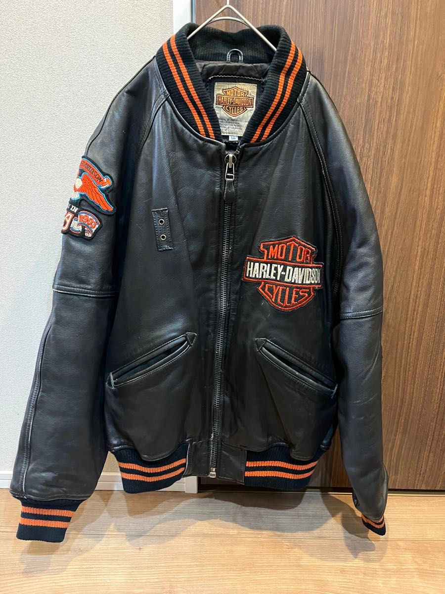 希少MA-1タイプ HARLEY-DAVIDSON オールレザースタジャン XL 希少MA-1タイプ HARLEY-DAVIDSON オールレザースタジャン XL