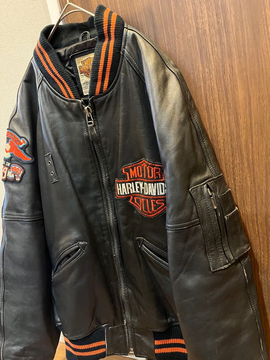 希少MA-1タイプ HARLEY-DAVIDSON オールレザースタジャン XL 希少MA-1タイプ HARLEY-DAVIDSON オールレザースタジャン XL