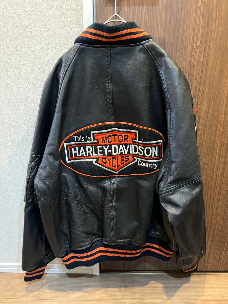 希少MA-1タイプ HARLEY-DAVIDSON オールレザースタジャン XL 希少MA-1タイプ HARLEY-DAVIDSON オールレザースタジャン XL