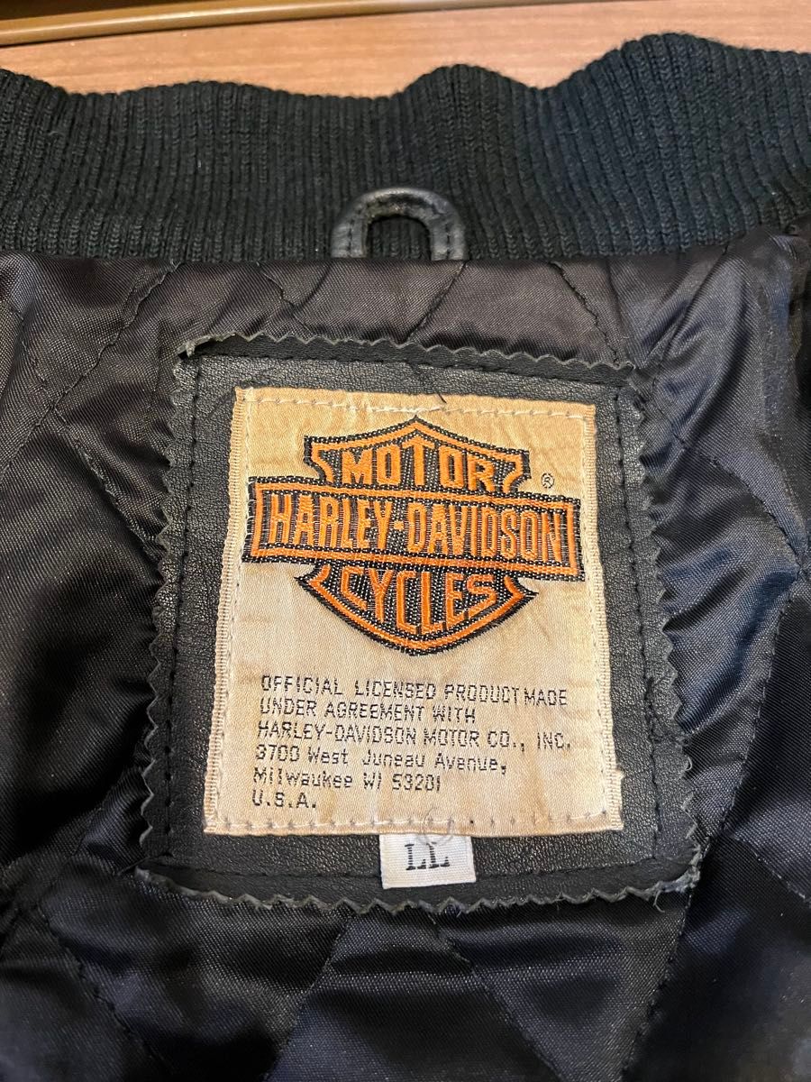 希少MA-1タイプ HARLEY-DAVIDSON オールレザースタジャン XL 希少MA-1タイプ HARLEY-DAVIDSON オールレザースタジャン XL