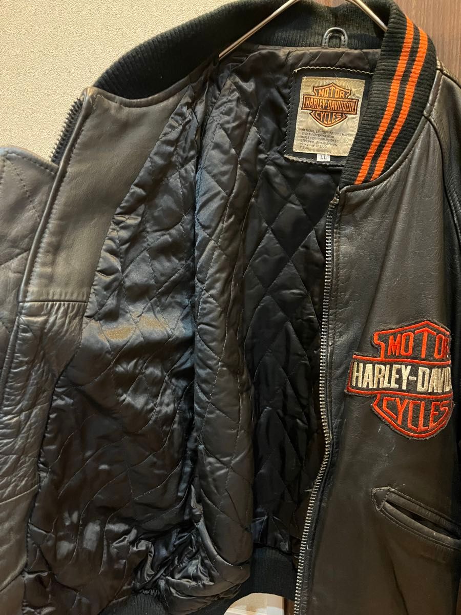 希少MA-1タイプ HARLEY-DAVIDSON オールレザースタジャン XL 希少MA-1タイプ HARLEY-DAVIDSON オールレザースタジャン XL