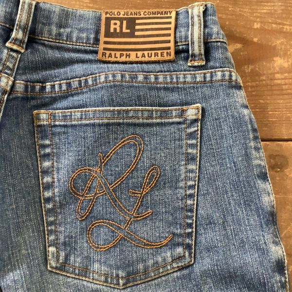 良品 POLO Ralph Lauren POLO jeans 刺繍 デニムパンツ Gパン 160サイズ レディース SMサイズ 春夏アイテム_画像6