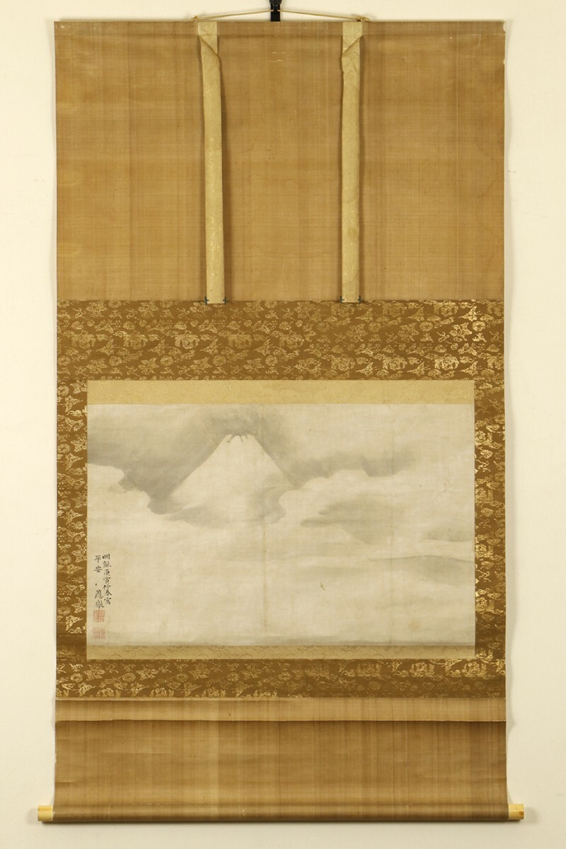 真作】掛軸「円山応挙 雲中富嶽図」絵画 明和7年38歳 江戸中期 真作】掛軸「円山応挙 雲中富嶽図」絵画 明和7年38歳 江戸中期