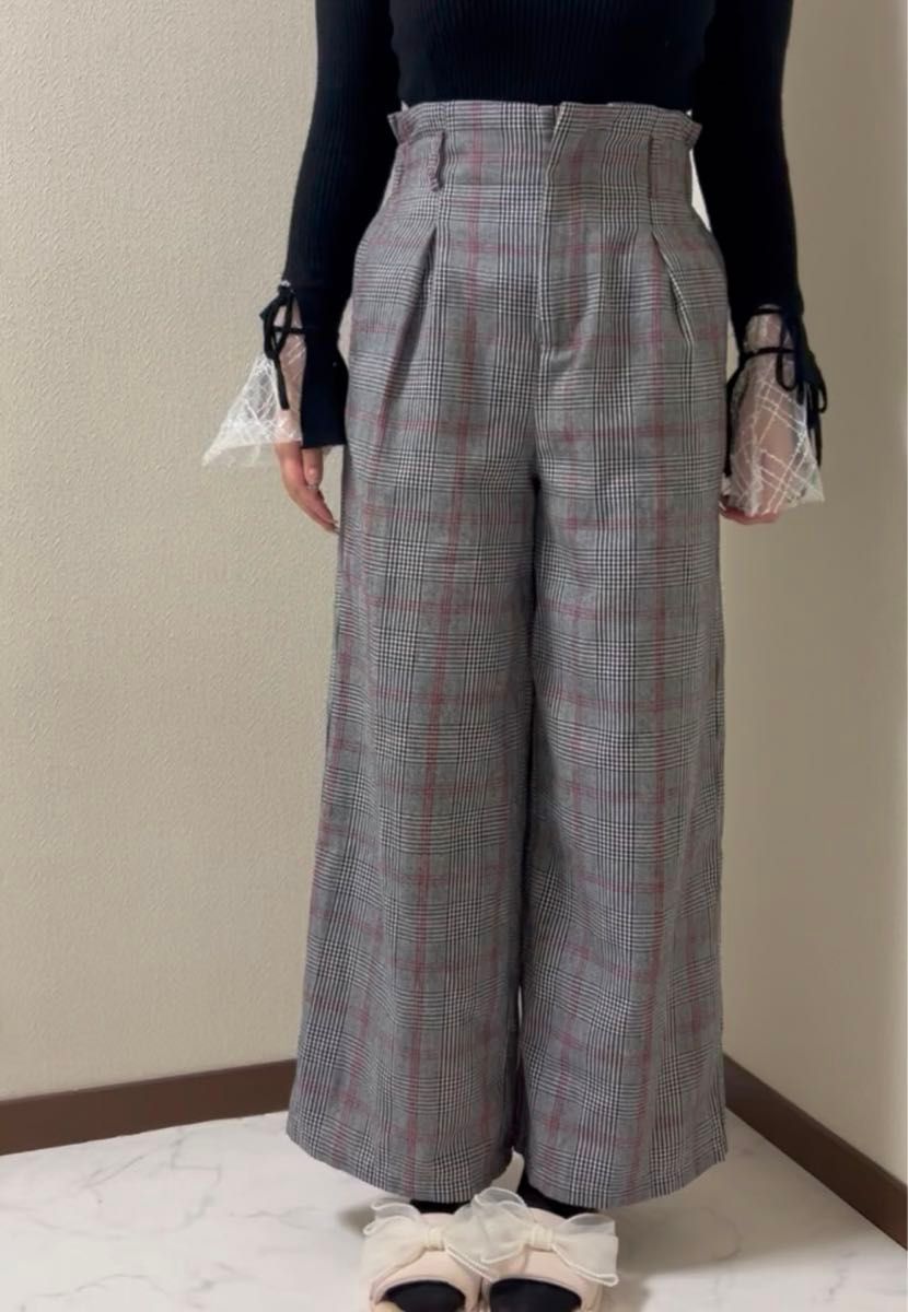 パンツ チェック グレー ボトムス カジュアルパンツ