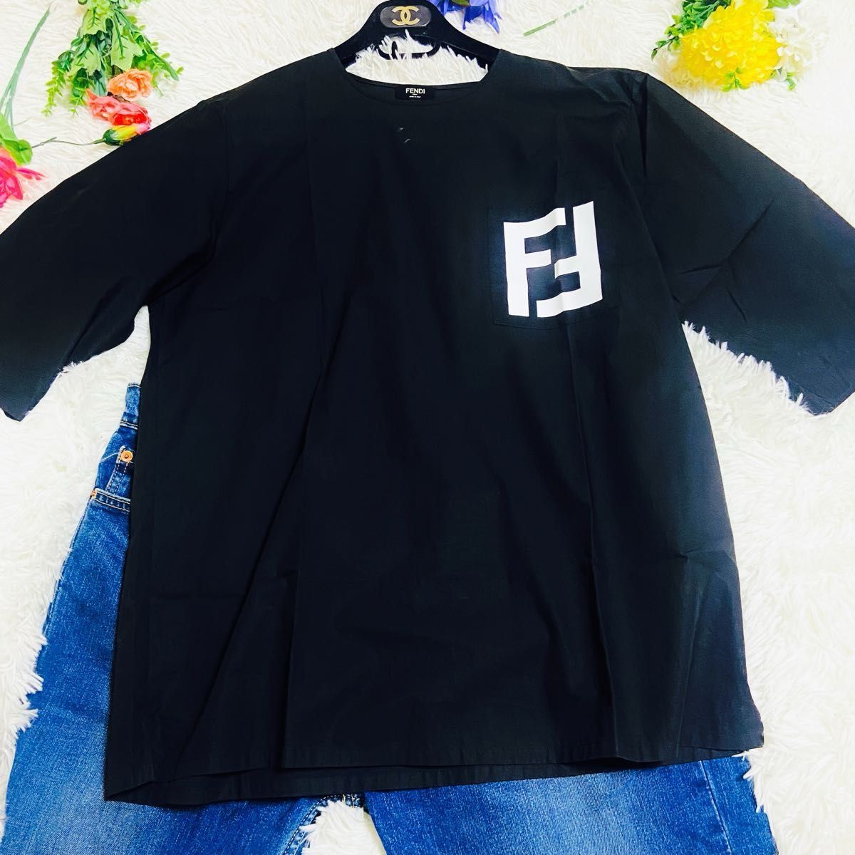 レア FENDI フェンディ Tシャツ ズッカ柄 メンズ ブラック レア FENDI フェンディ Tシャツ ズッカ柄 メンズ ブラック