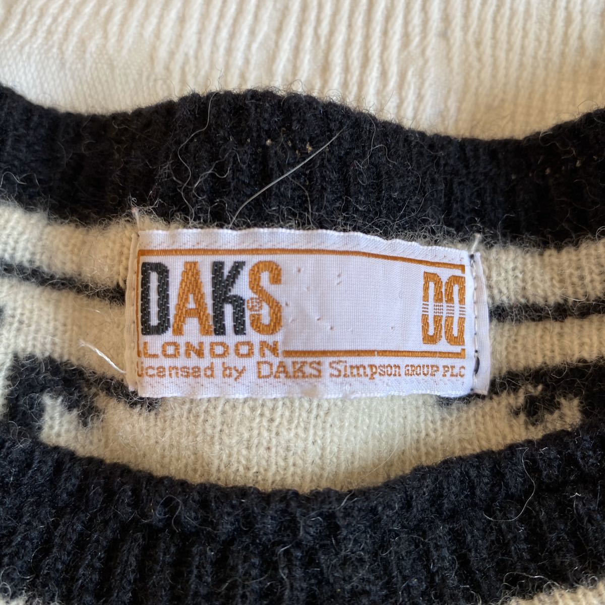 DAKS ダックス◆ノルディック ウール100％ ニットセーター モノトーン 白黒 y20040501_画像4