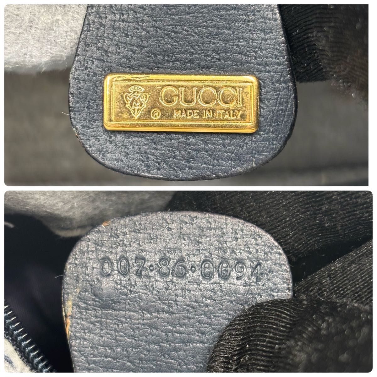 GUCCI オールドグッチ GG柄 レザー ショルダーバッグ ネイビー GUCCI オールドグッチ GG柄 レザー ショルダーバッグ ネイビー