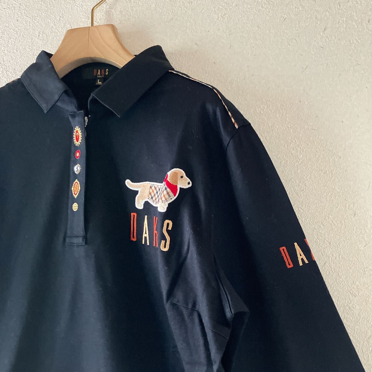 DAKS-GOLF ダックスゴルフ ダックスフント柄 犬 ドッグ dog 刺繍 DAKS-GOLF ダックスゴルフ ダックスフント柄 犬 ドッグ dog 刺繍