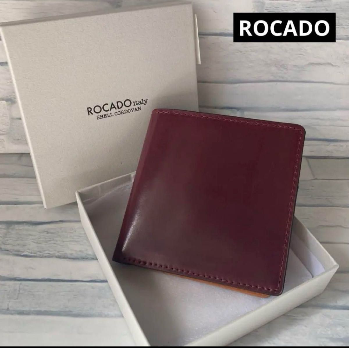 未使用品】ROCADO社 ロカド シェルコードバン ウォレット ワイン 未使用品】ROCADO社 ロカド シェルコードバン ウォレット ワイン