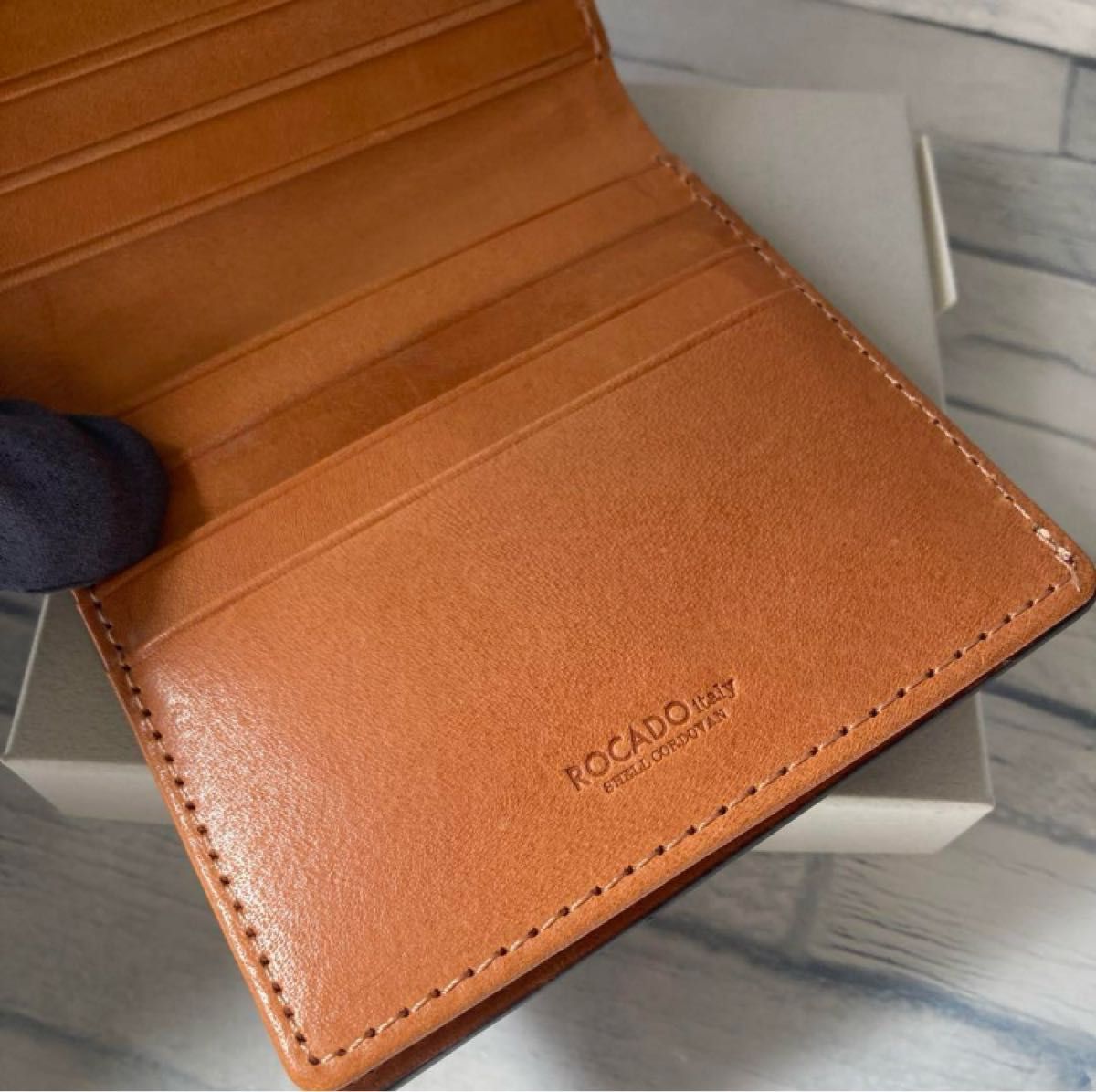 未使用品】ROCADO社 ロカド シェルコードバン ウォレット ワイン 未使用品】ROCADO社 ロカド シェルコードバン ウォレット ワイン