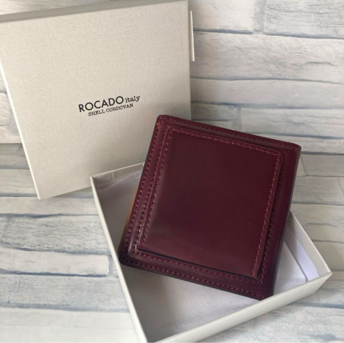 未使用品】ROCADO社 ロカド シェルコードバン ウォレット ワイン 未使用品】ROCADO社 ロカド シェルコードバン ウォレット ワイン