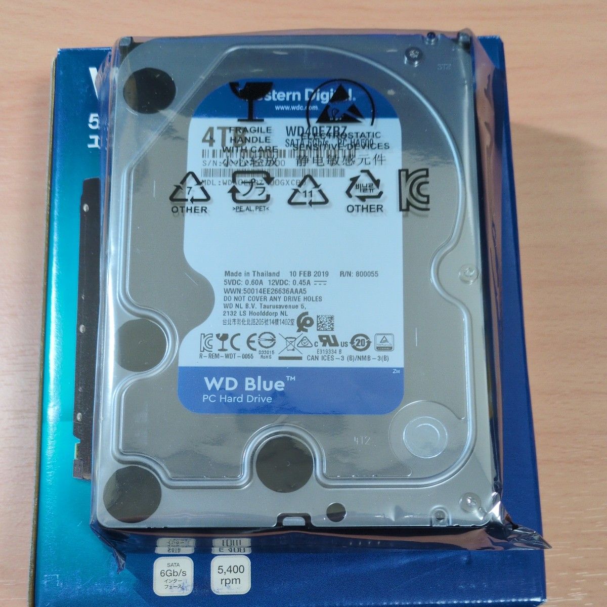 Western Digital HDD Blue 4TB WD40EZRZ-RT2 使用時間0時間 Western Digital HDD Blue 4TB WD40EZRZ-RT2 使用時間0時間