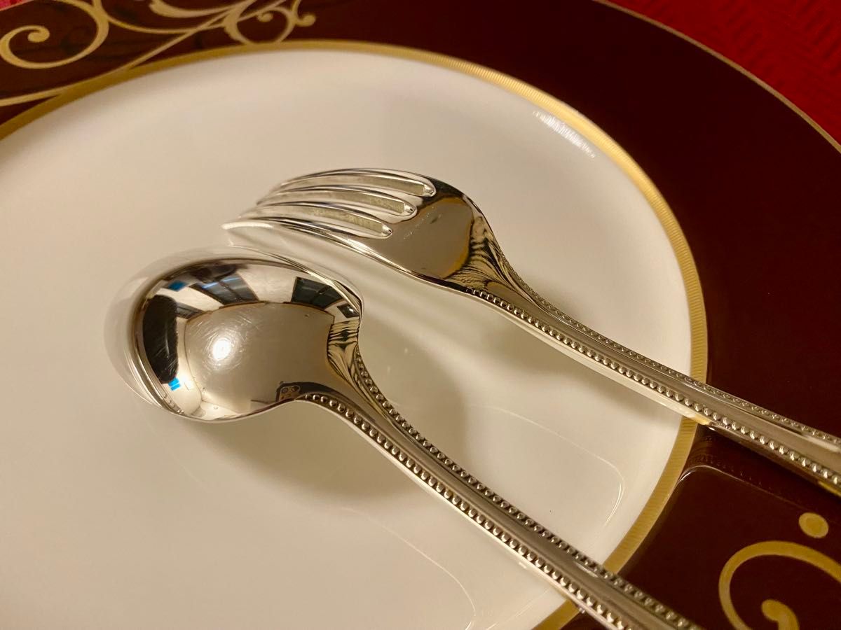 美品 】クリストフル パール フォーク&スプーン ペアセット 美品 】クリストフル パール フォーク&スプーン ペアセット