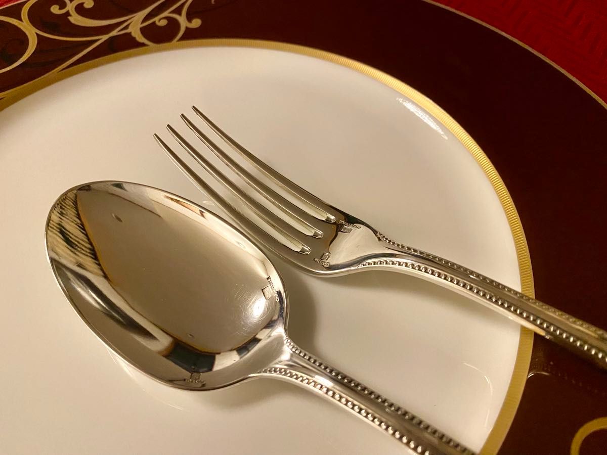 美品 】クリストフル パール フォーク&スプーン ペアセット 美品 】クリストフル パール フォーク&スプーン ペアセット