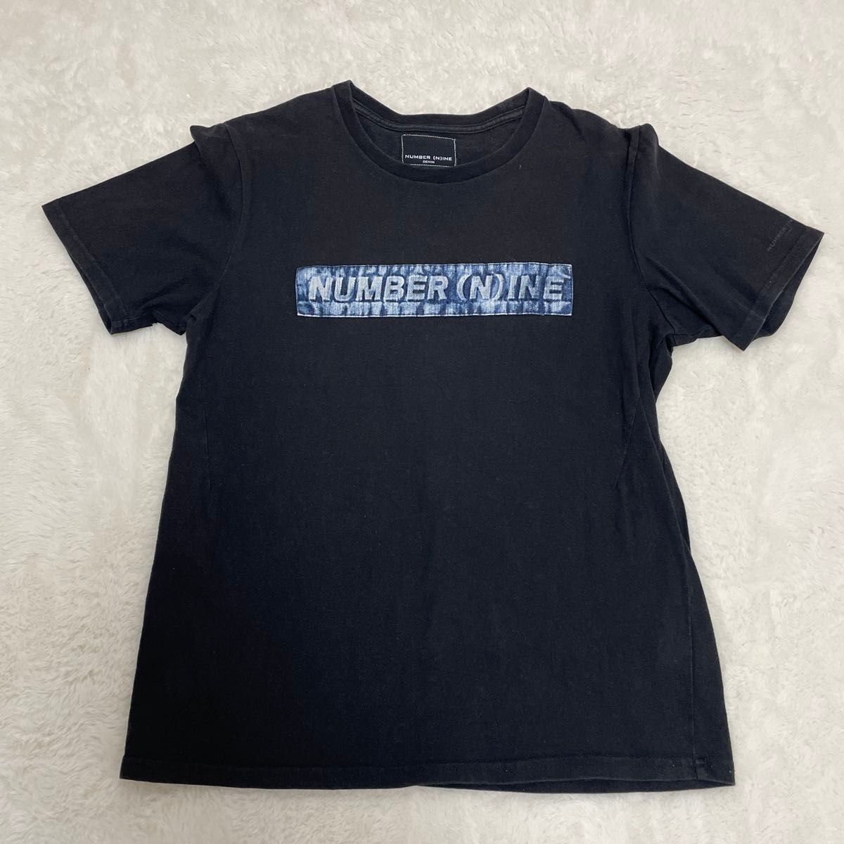 希少デニム生地ボックスロゴ サイズLナンバーナイン Tシャツ 希少デニム生地ボックスロゴ サイズLナンバーナイン Tシャツ