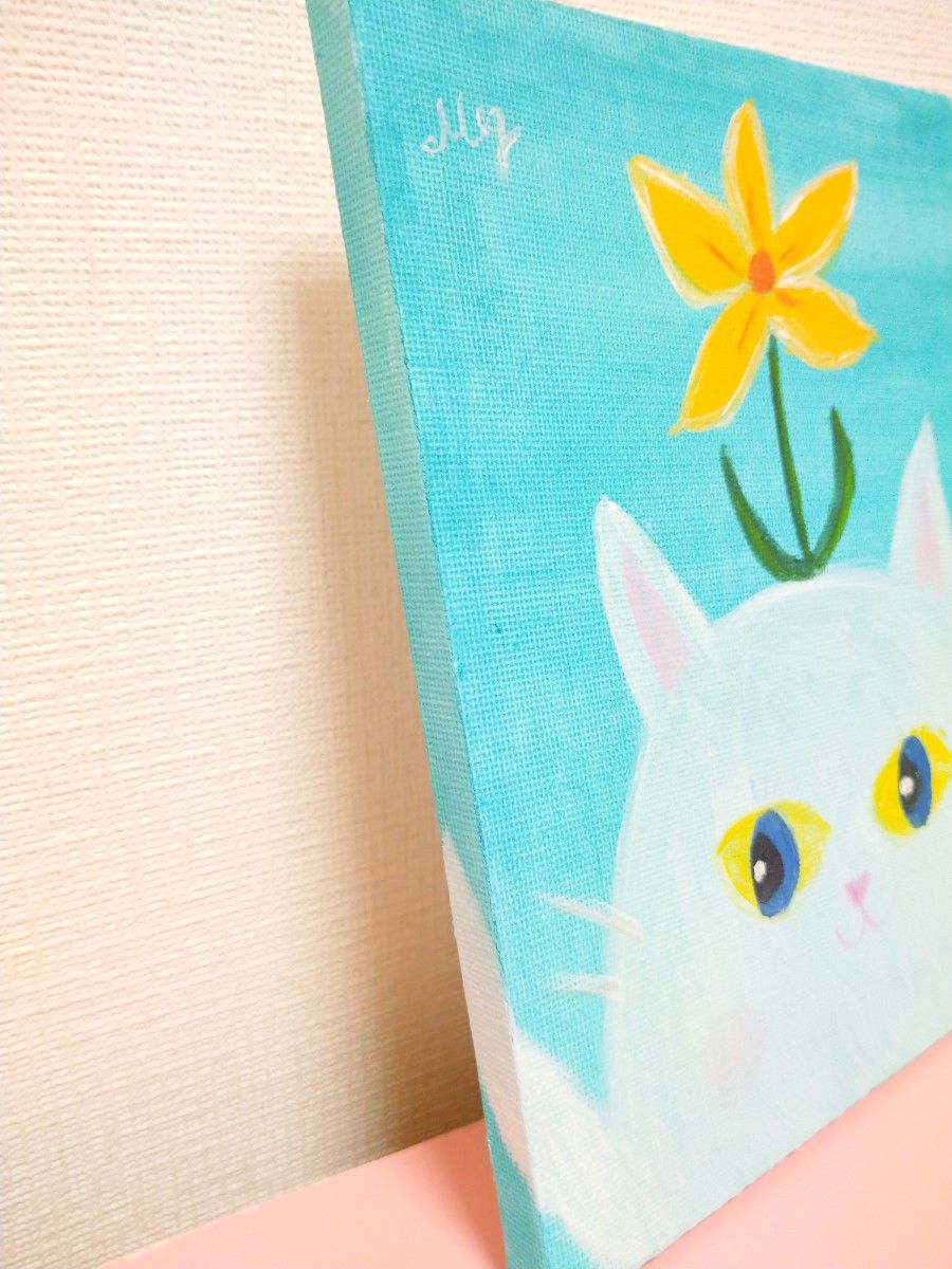 原画 『 花ねこ 』 アクリル水彩画 猫 イラスト ネコ アート 原画 『 花ねこ 』 アクリル水彩画 猫 イラスト ネコ アート