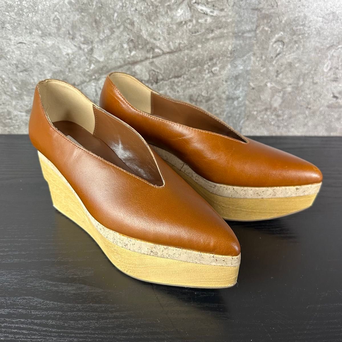 S90 美品 AMERI VINTAGE プラットフォームパンプス ウッドソール S90 美品 AMERI VINTAGE プラットフォームパンプス ウッドソール