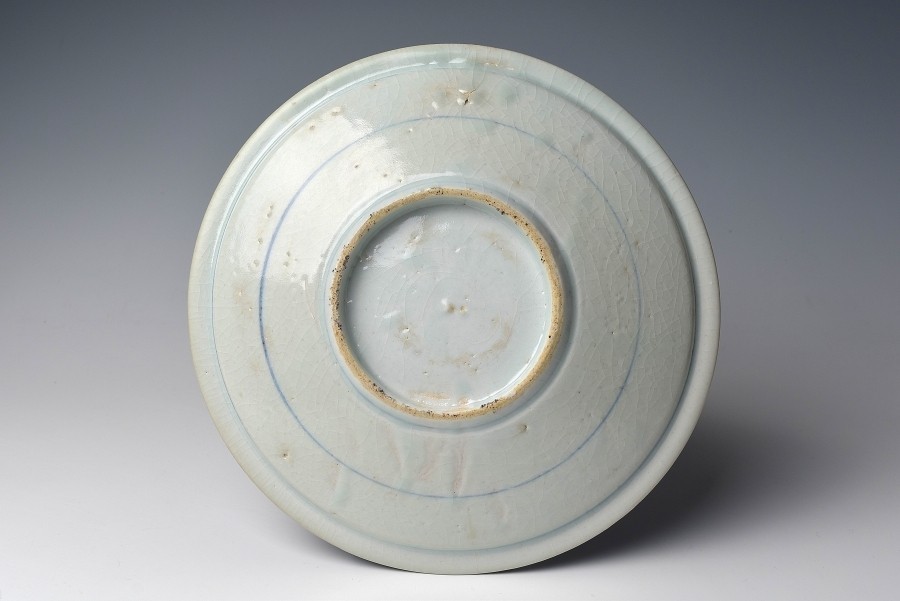 【趣楽】 江戸時代前期　初期伊万里染付山水図飾り皿　直径２１，２ｃｍ　W1151　_画像6