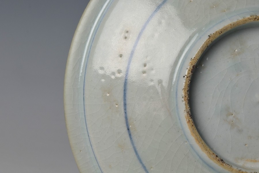 【趣楽】 江戸時代前期　初期伊万里染付山水図飾り皿　直径２１，２ｃｍ　W1151　_画像7