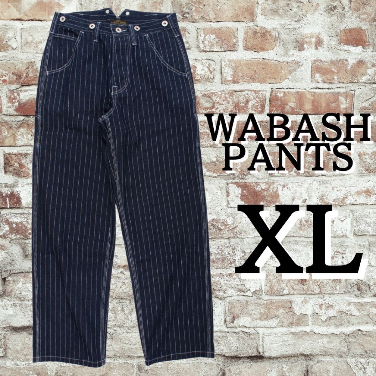 ウォバッシュ デニム ワイド パンツ ストライプ XL おしゃれ ウォバッシュ デニム ワイド パンツ ストライプ XL おしゃれ