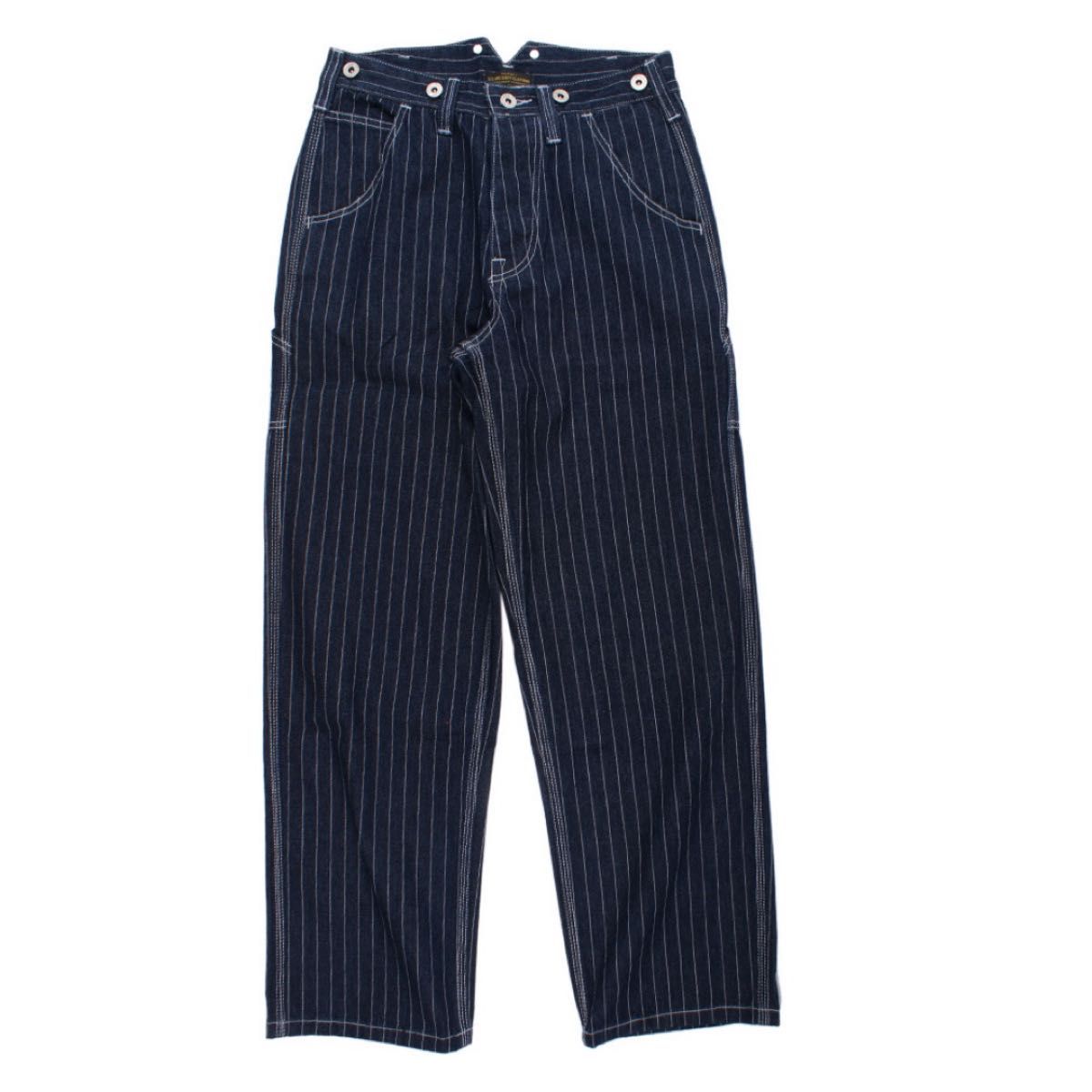 ウォバッシュ デニム ワイド パンツ ストライプ XL おしゃれ ウォバッシュ デニム ワイド パンツ ストライプ XL おしゃれ