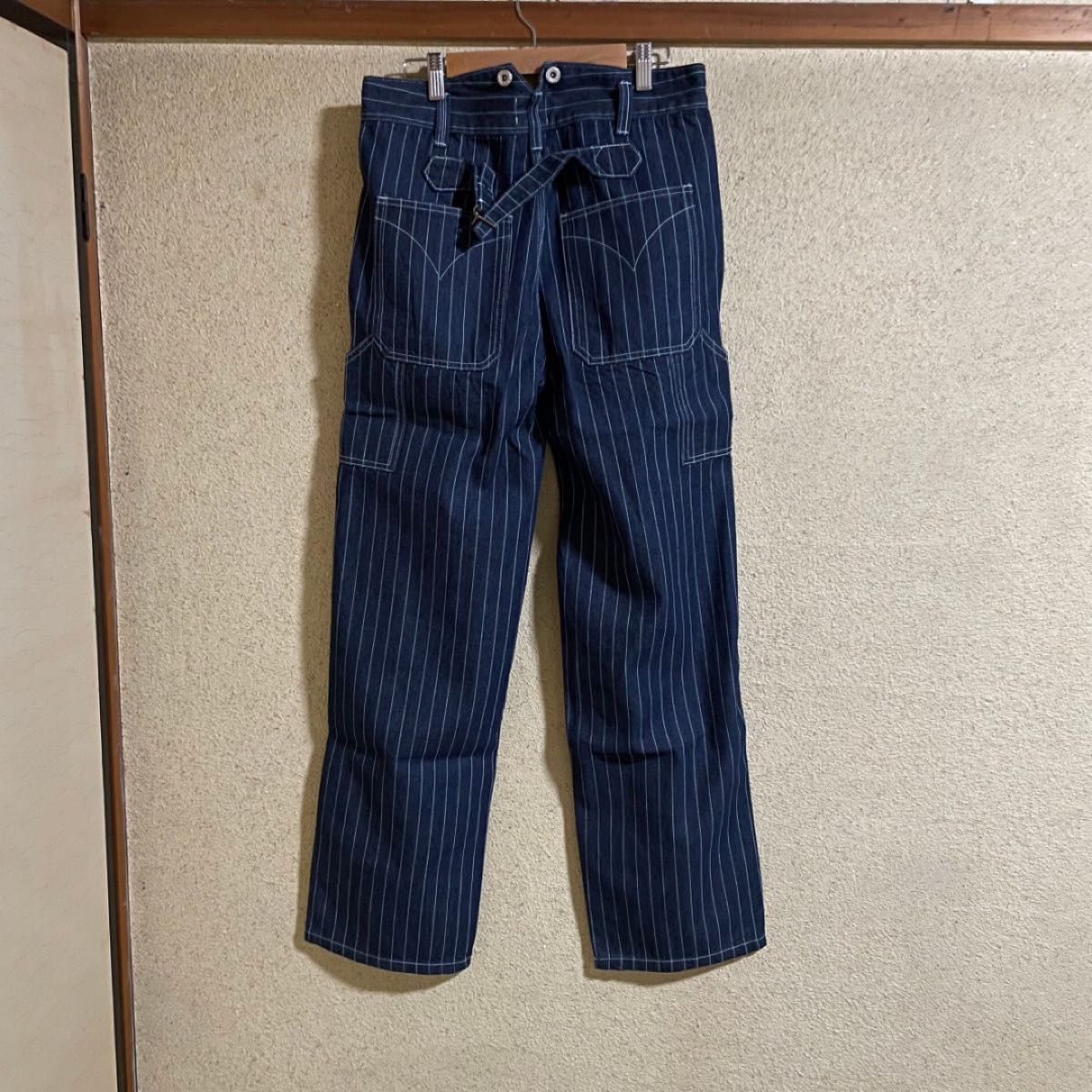ウォバッシュ デニム ワイド パンツ ストライプ XL おしゃれ ウォバッシュ デニム ワイド パンツ ストライプ XL おしゃれ