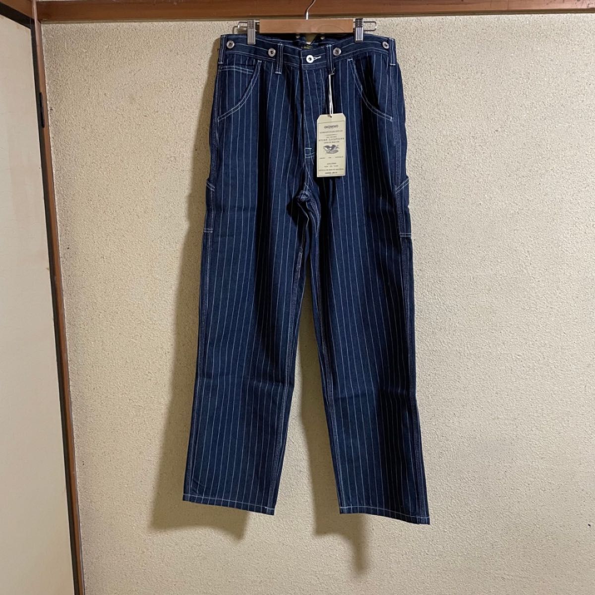 ウォバッシュ デニム ワイド パンツ ストライプ XL おしゃれ ウォバッシュ デニム ワイド パンツ ストライプ XL おしゃれ