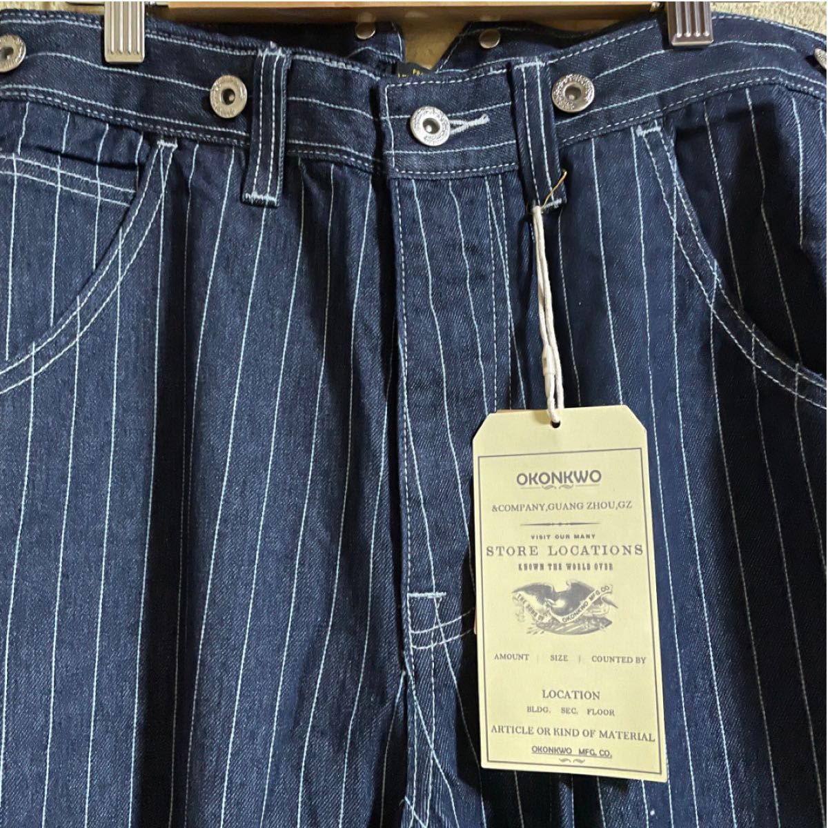 ウォバッシュ デニム ワイド パンツ ストライプ XL おしゃれ ウォバッシュ デニム ワイド パンツ ストライプ XL おしゃれ