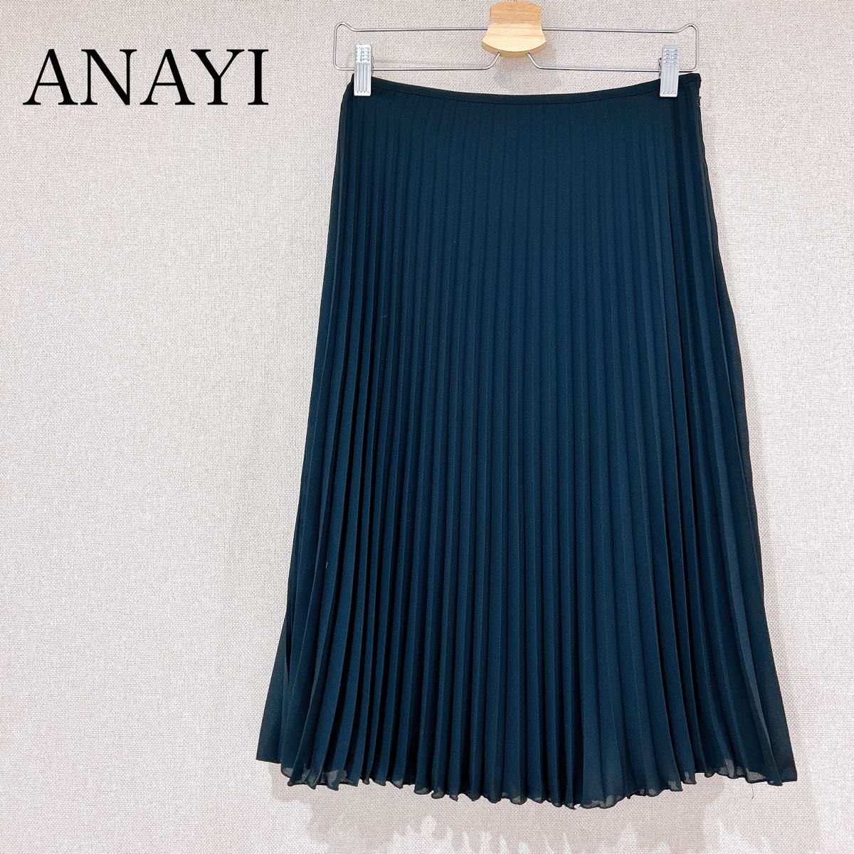 ANAYI アナイ スカート プリーツスカート 黒 膝丈 透け感 綺麗め ANAYI アナイ スカート プリーツスカート 黒 膝丈 透け感 綺麗め
