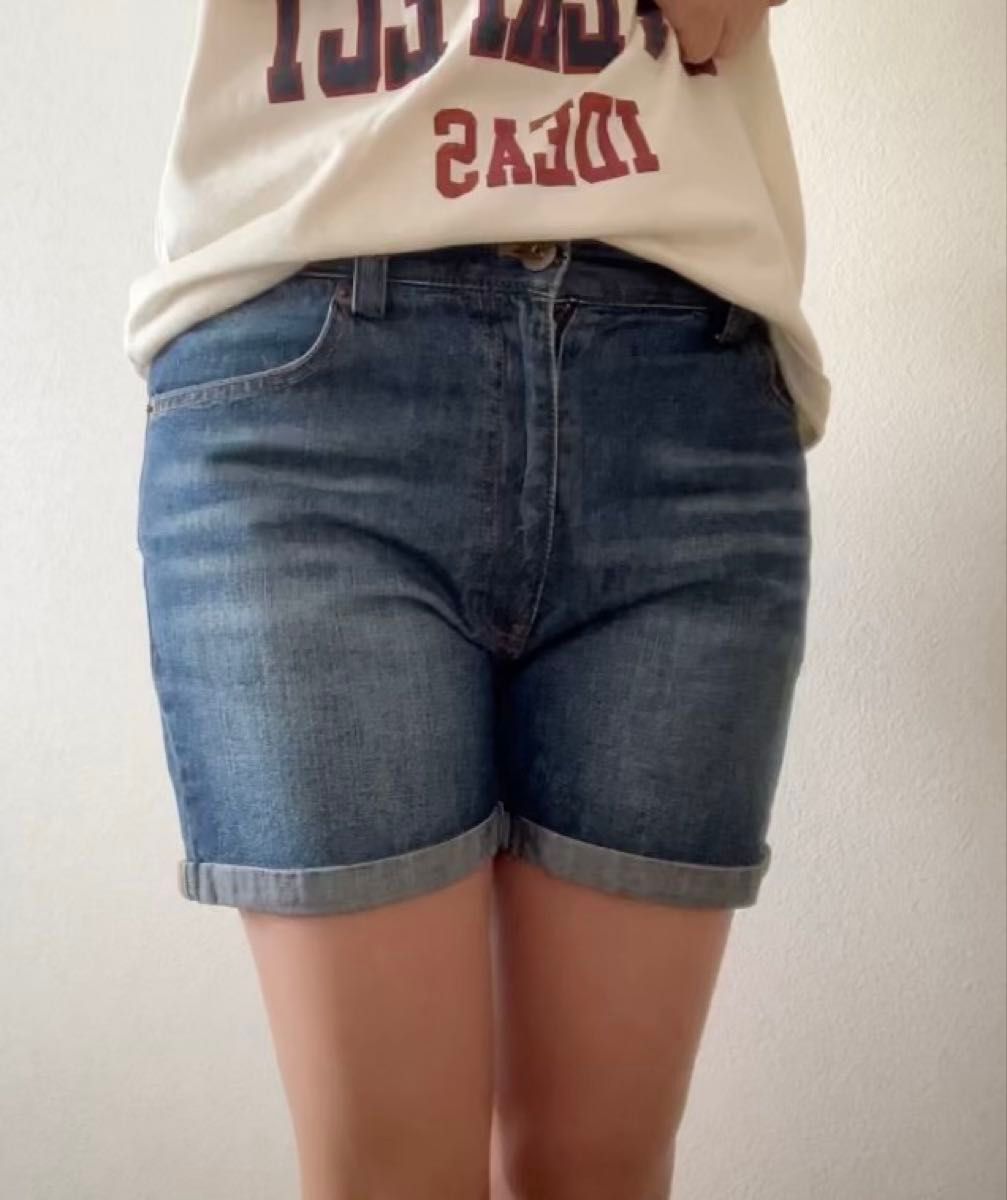 DEUX AILES デニムショートパンツ ブルー