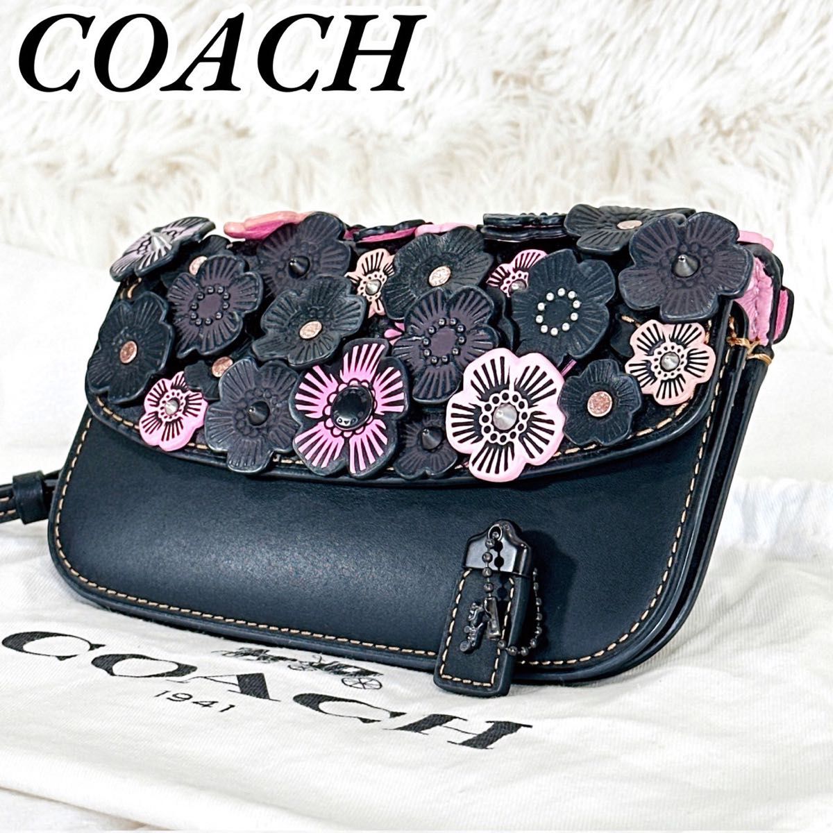 美品】COACH コーチ ティーローズ 財布 クラッチバッグ 黒 1148 美品】COACH コーチ ティーローズ 財布 クラッチバッグ 黒 1148