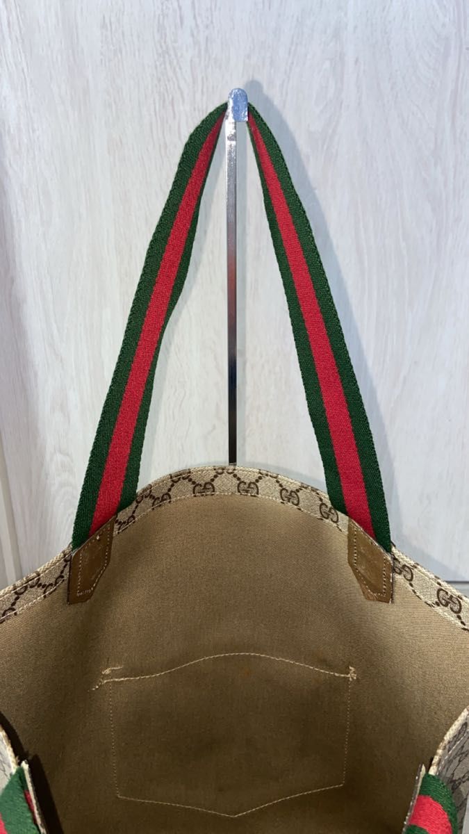 GUCCI トートバッグ シェリーライン レザー PVC GG柄 GUCCI トートバッグ シェリーライン レザー PVC GG柄